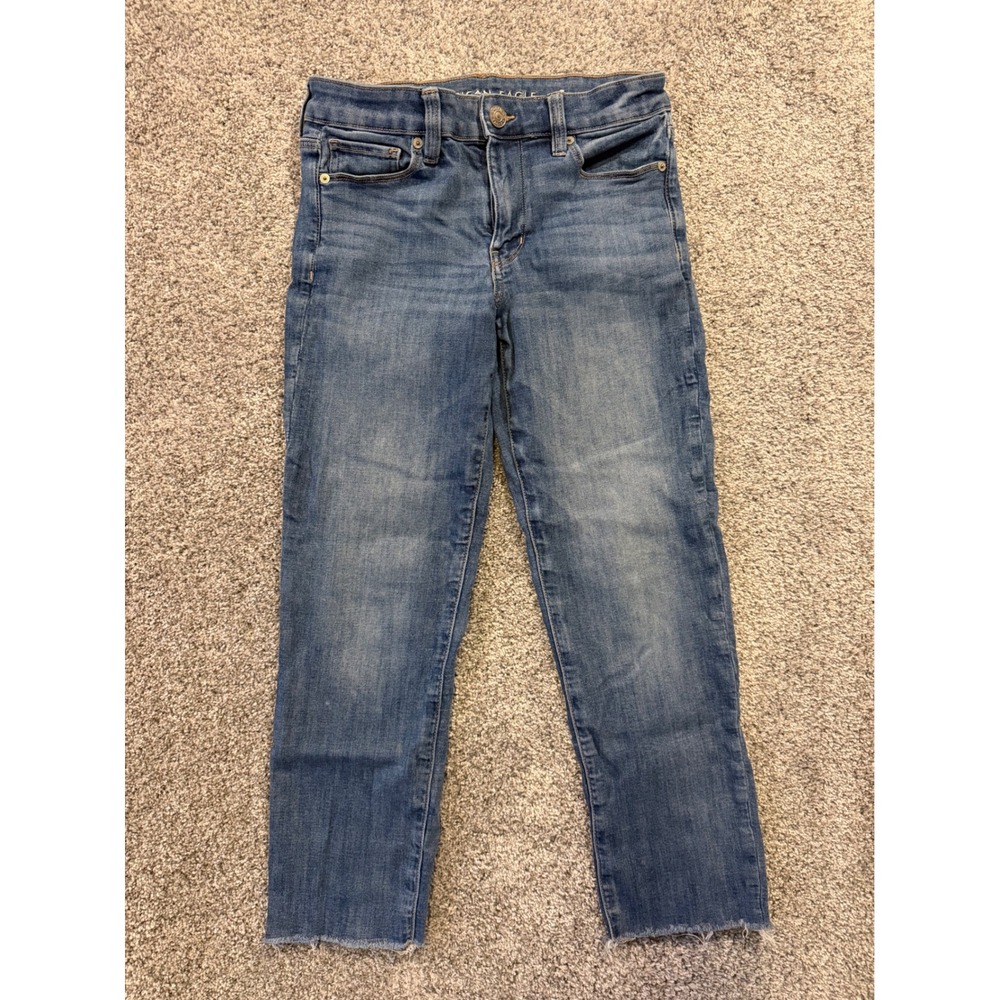 American Eagle Jeans Womens 6 Blue Skinny Ne(x)t Level Stretch Raw Hem Denim